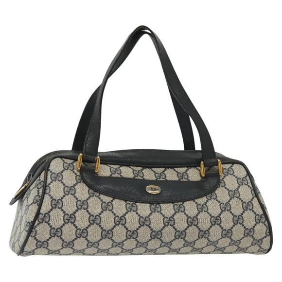 GUCCI GG Supreme Hand Bag PVC Navy Gold 89 02 062 Auth 141248