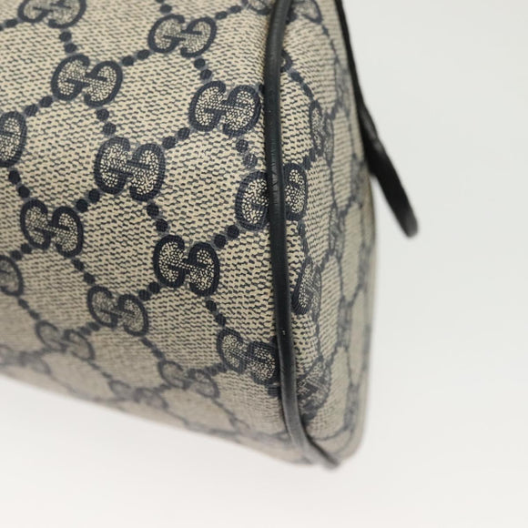 GUCCI GG Supreme Hand Bag PVC Navy Gold 89 02 062 Auth 141248