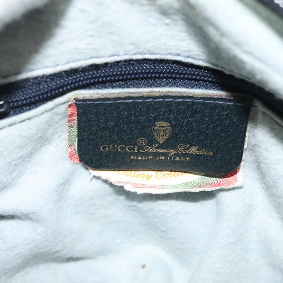 GUCCI GG Supreme Hand Bag PVC Navy Gold 89 02 062 Auth 141248