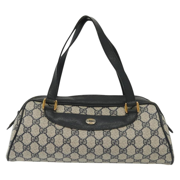 GUCCI GG Supreme Hand Bag PVC Navy Gold 89 02 062 Auth 141248