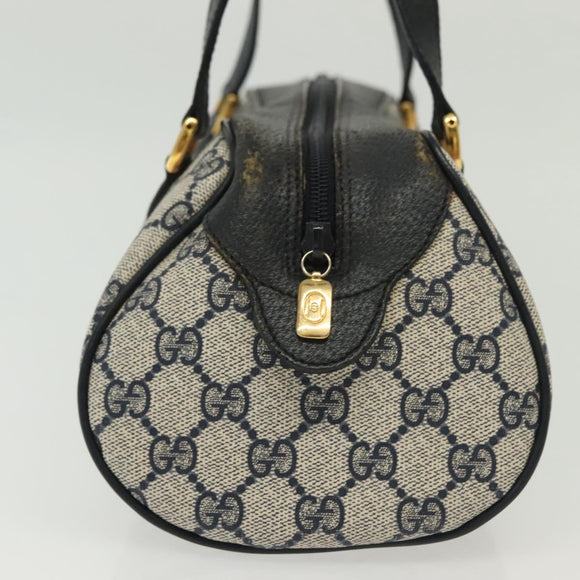 GUCCI GG Supreme Hand Bag PVC Navy Gold 89 02 062 Auth 141248
