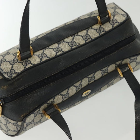 GUCCI GG Supreme Hand Bag PVC Navy Gold 89 02 062 Auth 141248