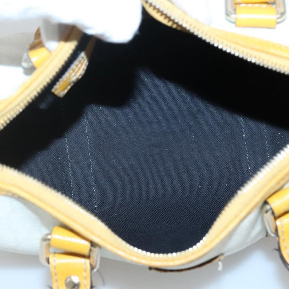 GUCCI GG Supreme Hand Bag PVC White Gold 193604 Auth 141249