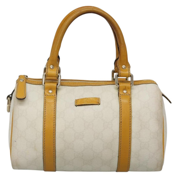 GUCCI GG Supreme Hand Bag PVC White Gold 193604 Auth 141249