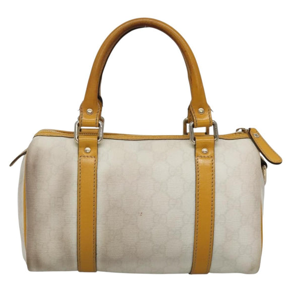 GUCCI GG Supreme Hand Bag PVC White Gold 193604 Auth 141249