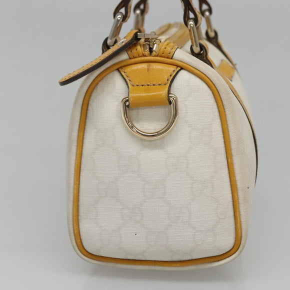 GUCCI GG Supreme Hand Bag PVC White Gold 193604 Auth 141249