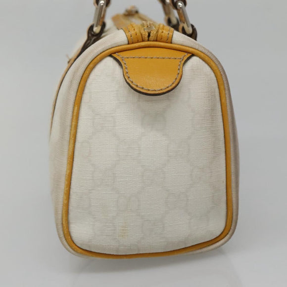 GUCCI GG Supreme Hand Bag PVC White Gold 193604 Auth 141249