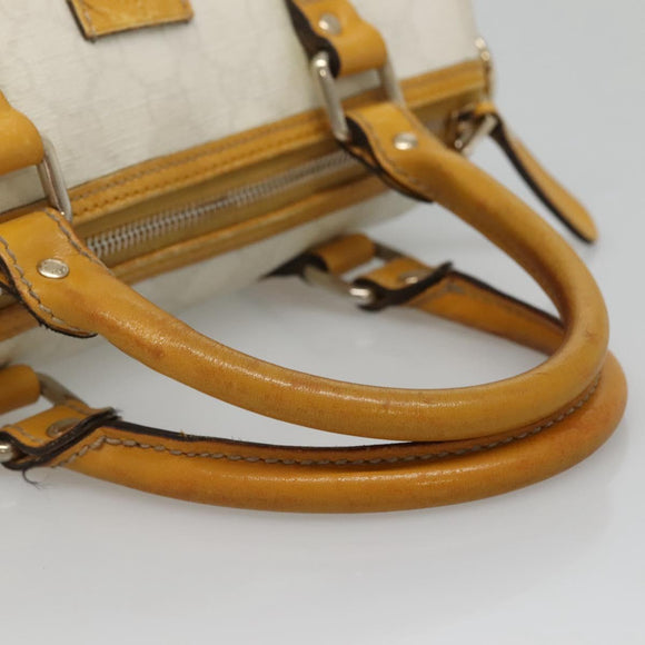 GUCCI GG Supreme Hand Bag PVC White Gold 193604 Auth 141249