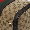 GUCCI GG Canvas Web Sherry Line Boston Bag Beige Gold Auth 141252-10