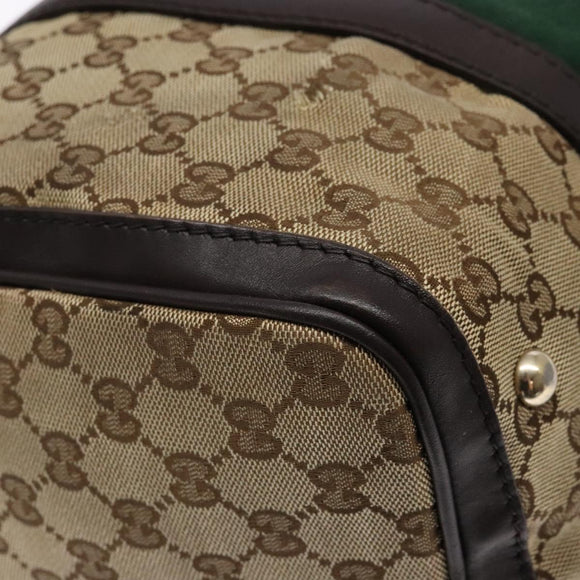 GUCCI GG Canvas Web Sherry Line Boston Bag Beige Gold Auth 141252