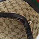 GUCCI GG Canvas Web Sherry Line Boston Bag Beige Gold Auth 141252-13