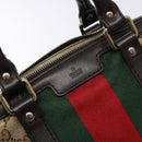 GUCCI GG Canvas Web Sherry Line Boston Bag Beige Gold Auth 141252-14