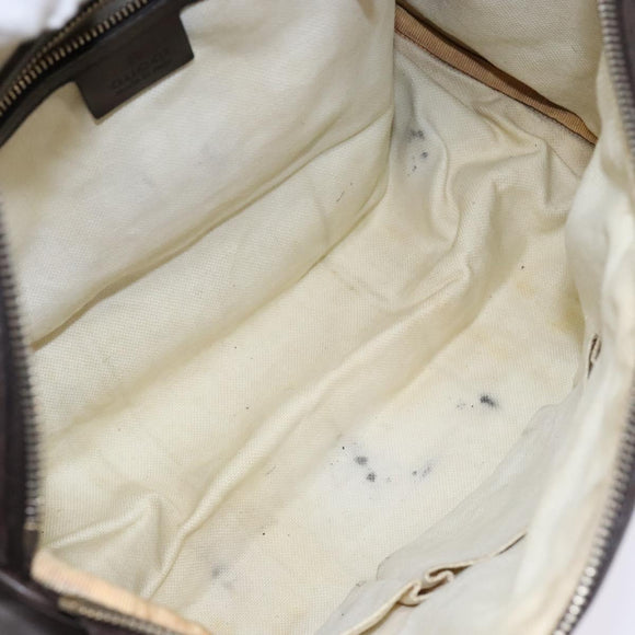 GUCCI GG Canvas Web Sherry Line Boston Bag Beige Gold Auth 141252