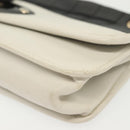 CHANEL Chain Choco Bar Line Bag Lamb Skin Black White gold CC Auth 141256-14