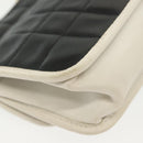 CHANEL Chain Choco Bar Line Bag Lamb Skin Black White gold CC Auth 141256-15