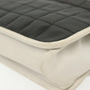 CHANEL Chain Choco Bar Line Bag Lamb Skin Black White gold CC Auth 141256-16