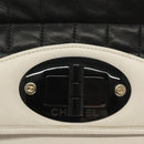 CHANEL Chain Choco Bar Line Bag Lamb Skin Black White gold CC Auth 141256-17