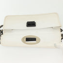 CHANEL Chain Choco Bar Line Bag Lamb Skin Black White gold CC Auth 141256-10