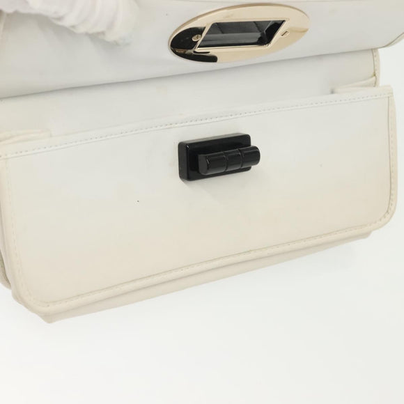 CHANEL Chain Choco Bar Line Bag Lamb Skin Black White gold CC Auth 141256