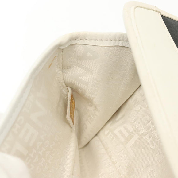 CHANEL Chain Choco Bar Line Bag Lamb Skin Black White gold CC Auth 141256