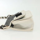 CHANEL Chain Choco Bar Line Bag Lamb Skin Black White gold CC Auth 141256-4