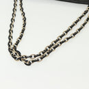 CHANEL Chain Choco Bar Line Bag Lamb Skin Black White gold CC Auth 141256-7