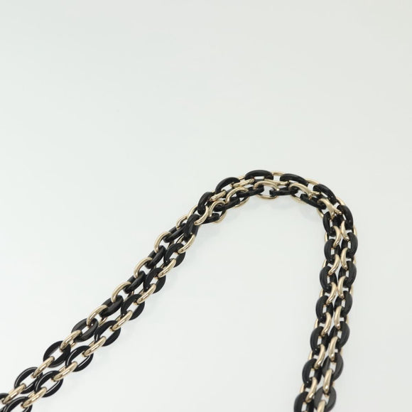 CHANEL Chain Choco Bar Line Bag Lamb Skin Black White gold CC Auth 141256