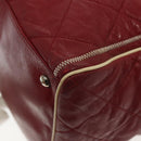 CHANEL Chain Tote Bag Leather Red Silver CC Auth 141257-16