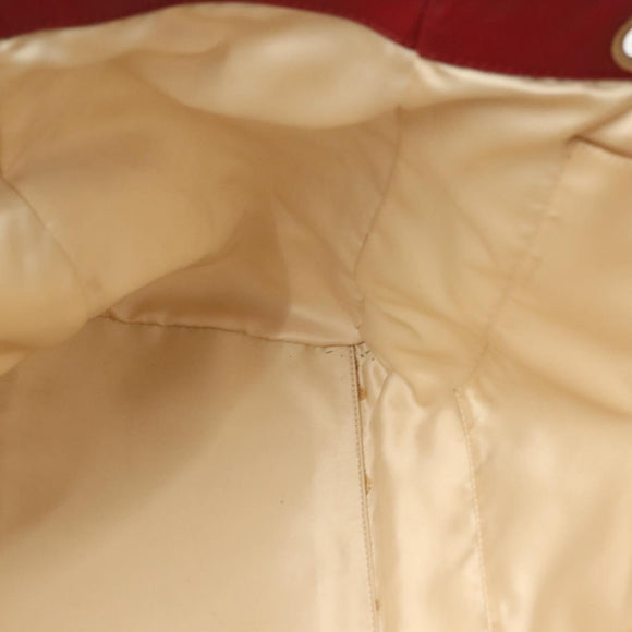 CHANEL Chain Tote Bag Leather Red Silver CC Auth 141257