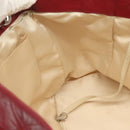 CHANEL Chain Tote Bag Leather Red Silver CC Auth 141257-19