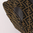 FENDI Zucca Canvas Boston Bag Black Brown Auth 141265-11