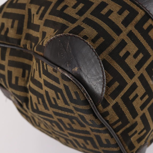 FENDI Zucca Canvas Boston Bag Black Brown Auth 141265