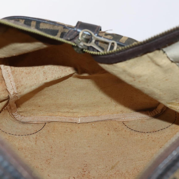 FENDI Zucca Canvas Boston Bag Black Brown Auth 141265
