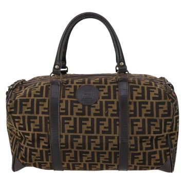 FENDI Zucca Canvas Boston Bag Black Brown Auth 141265 - 0