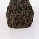 FENDI Zucca Canvas Boston Bag Black Brown Auth 141265-5