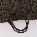 FENDI Zucca Canvas Boston Bag Black Brown Auth 141265-7