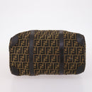 FENDI Zucca Canvas Boston Bag Black Brown Auth 141265-9