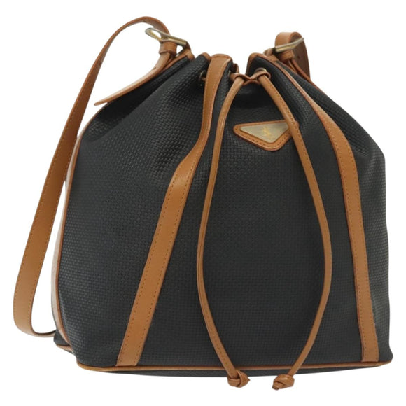 SAINT LAURENT Shoulder Bag PVC Canvas Black Gold Auth 141268