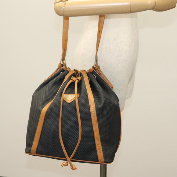 SAINT LAURENT Shoulder Bag PVC Canvas Black Gold Auth 141268