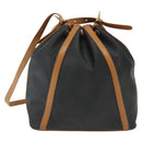 SAINT LAURENT Shoulder Bag PVC Canvas Black Gold Auth 141268-2