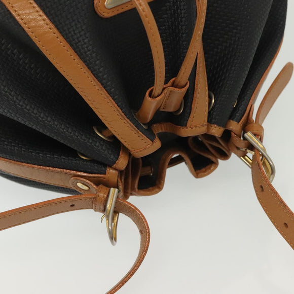 SAINT LAURENT Shoulder Bag PVC Canvas Black Gold Auth 141268