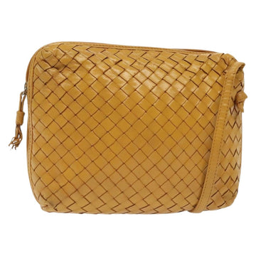 BOTTEGA VENETA INTRECCIATO Shoulder Bag Leather Yellow Gold Auth 141269