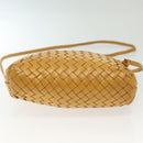 BOTTEGA VENETA INTRECCIATO Shoulder Bag Leather Yellow Gold Auth 141269-10