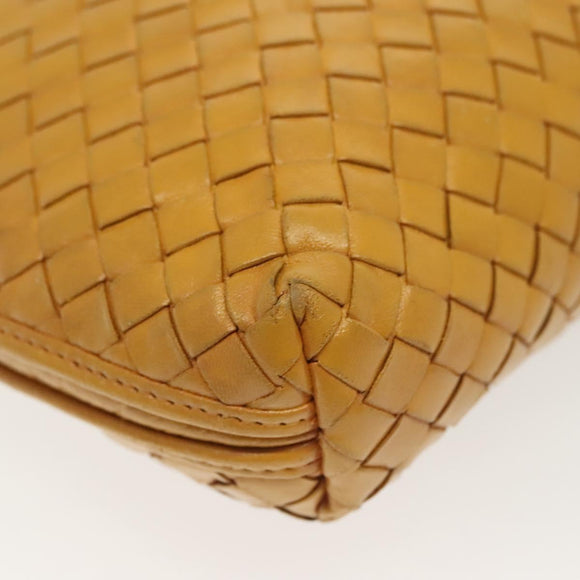 BOTTEGA VENETA INTRECCIATO Shoulder Bag Leather Yellow Gold Auth 141269