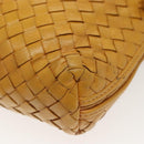 BOTTEGA VENETA INTRECCIATO Shoulder Bag Leather Yellow Gold Auth 141269-12
