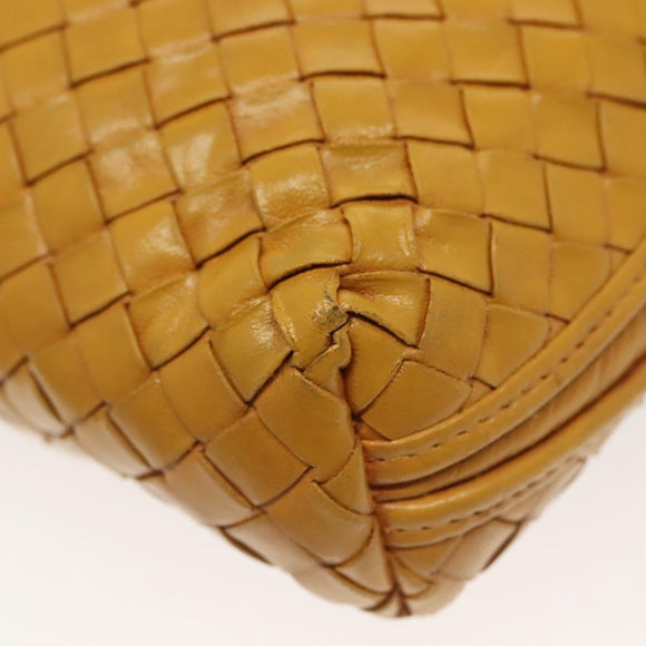 BOTTEGA VENETA INTRECCIATO Shoulder Bag Leather Yellow Gold Auth 141269