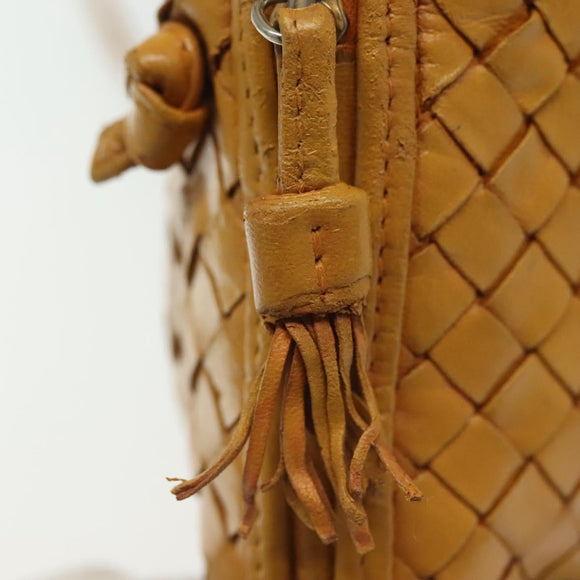 BOTTEGA VENETA INTRECCIATO Shoulder Bag Leather Yellow Gold Auth 141269