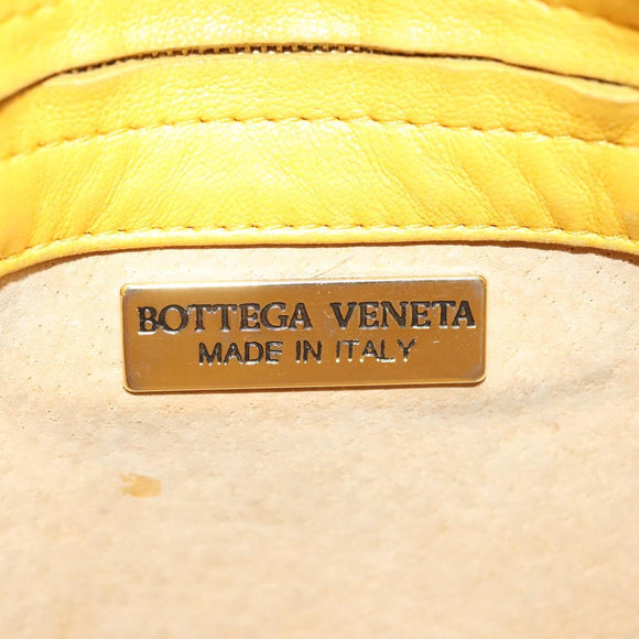 BOTTEGA VENETA INTRECCIATO Shoulder Bag Leather Yellow Gold Auth 141269