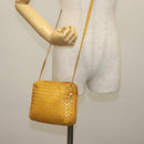BOTTEGA VENETA INTRECCIATO Shoulder Bag Leather Yellow Gold Auth 141269-22