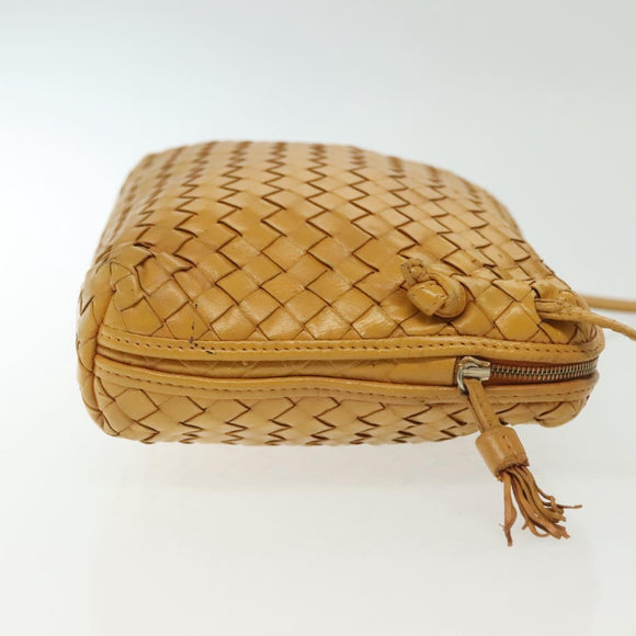BOTTEGA VENETA INTRECCIATO Shoulder Bag Leather Yellow Gold Auth 141269